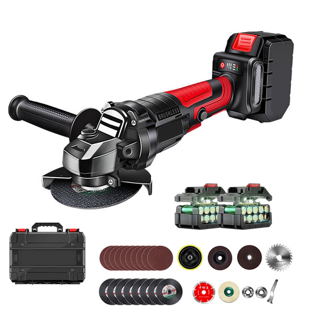 [QZMY]독일 기술 전동 무선 충전 그라인더 핸드 프리미엄 브러쉬리스 모터 고급형 21V 대용량 배터리 세트, 1세트, 현재가 129,000원
