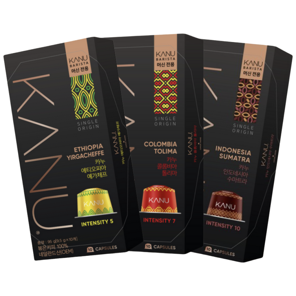 카누 바리스타 전용 캡슐커피 싱글 오리진 3종 (에티오피아 예가체프, 인도네시아 수마트라, 콜롬비아 톨리마 9.5g 원두 라떼 아이스 모닝 캡슐커피), 9.5g, 1세트, 10개입 31,900원