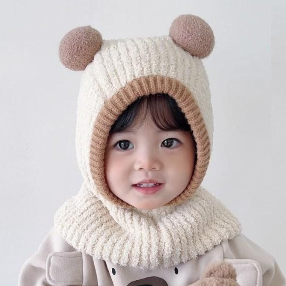 [KC인증] 아기 바라클라바 폼폼 방울 뽀글이 12,400원