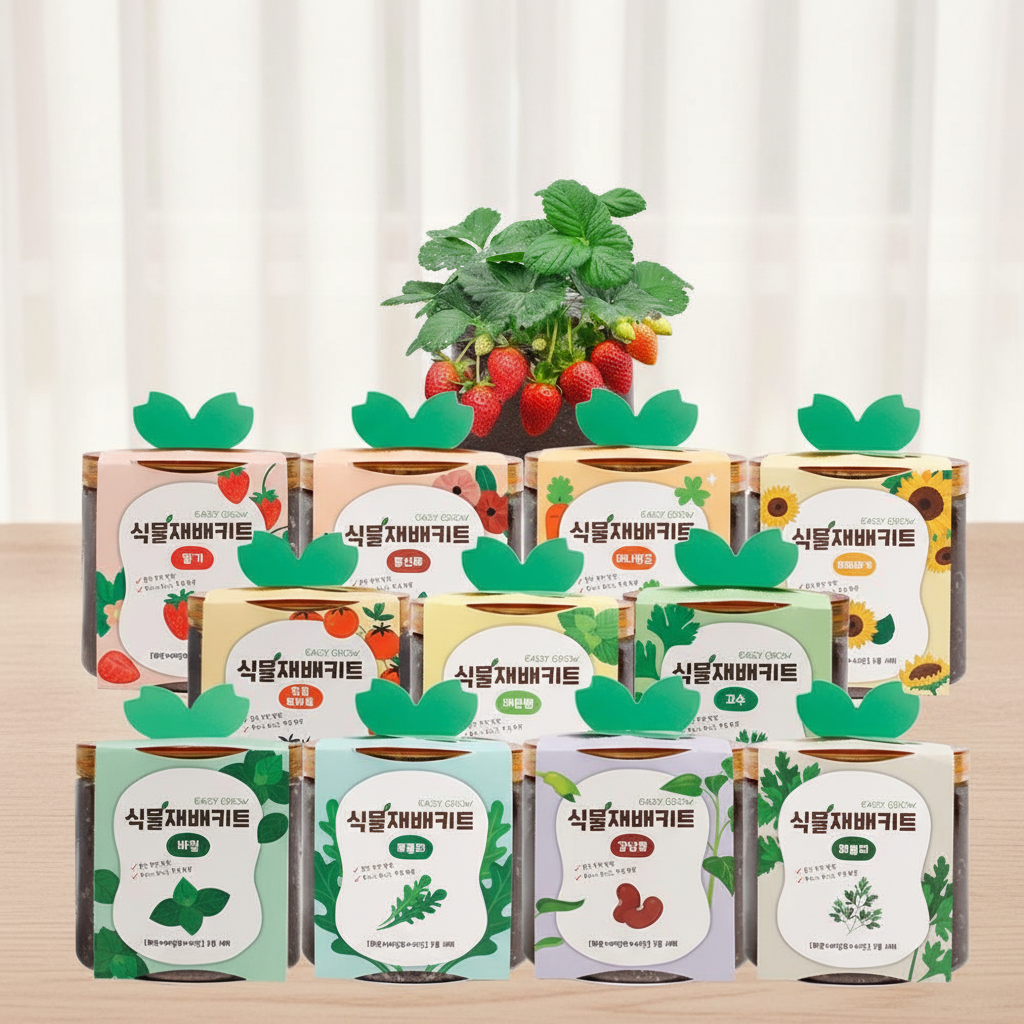 이지그로우 홈가드닝 식물재배키트 토마토 딸기 고수 바질 키우기 세트 5,940원