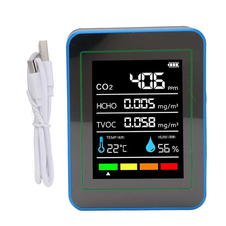 5 인 1 다기능 디지털 공기 감지기 TVOC HCHO 분석기 CO2 미터 온도 습도 측정기 스마트 품질 모니터 26,000원