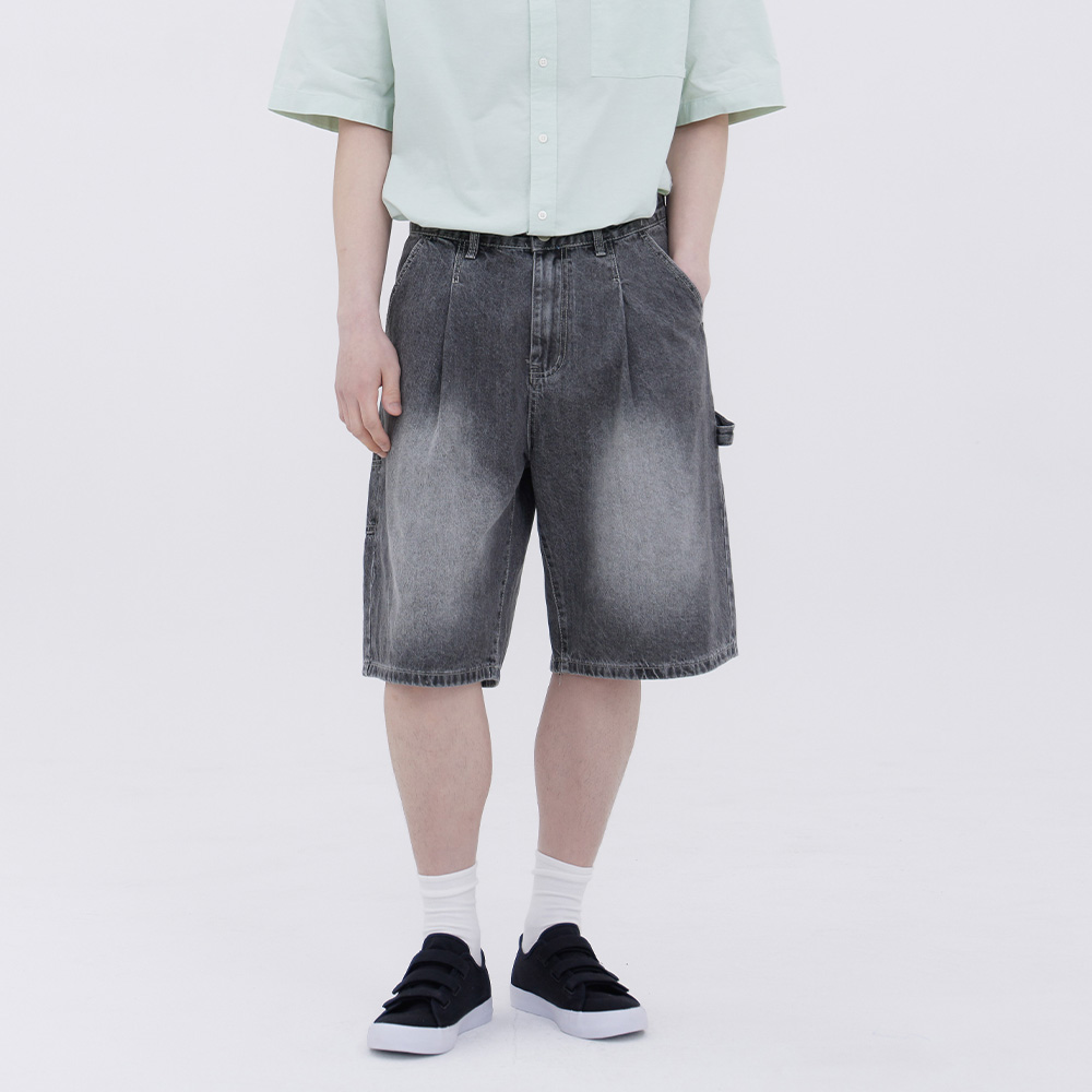 클로니아 남여공용 워싱 원턱 카펜더 5부 청반바지 (블랙) EU7M25 39,800원