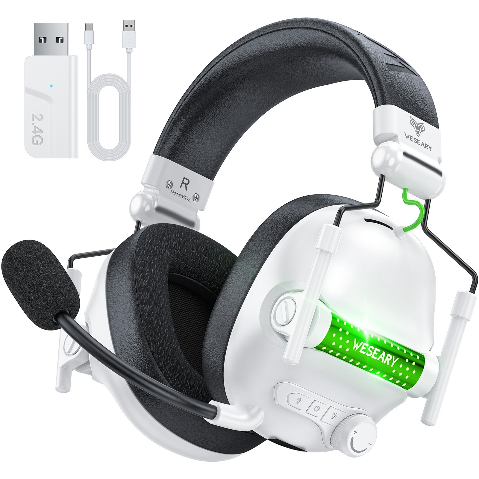 WESEARY WG2 가상 7.1 게이밍 헤드셋 PS4 PS5 2.4G 무선 헤드폰 노이즈 캔슬링 마이크 36,800원