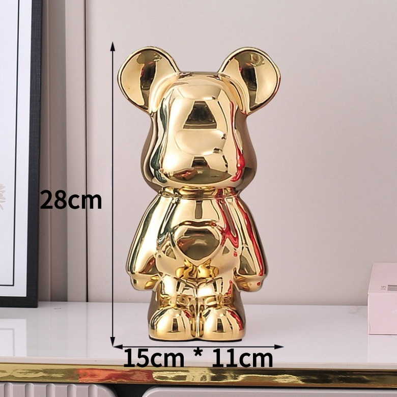 리틀보트 하트 베어브릭 세라믹 장식 저금통, 골드 14,000원