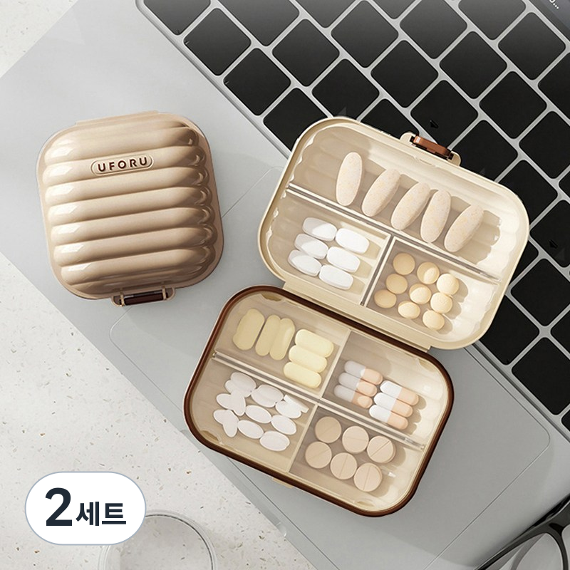 디모어 심플모던 간편 일주일 영양제 알약 케이스 소+대형 세트 밀크브라운 18,050원