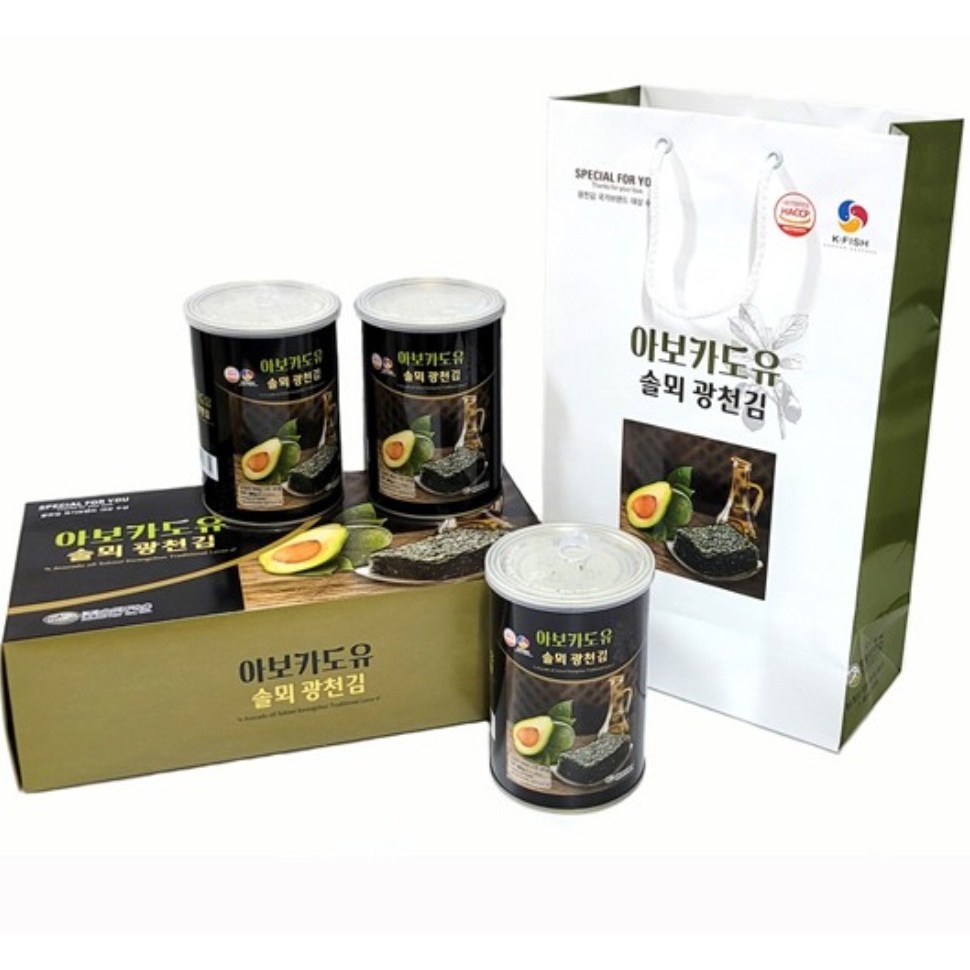 HACCP)) 솔뫼 아보카도유 광천김 3캔 선물세트, 10세트 226,000원