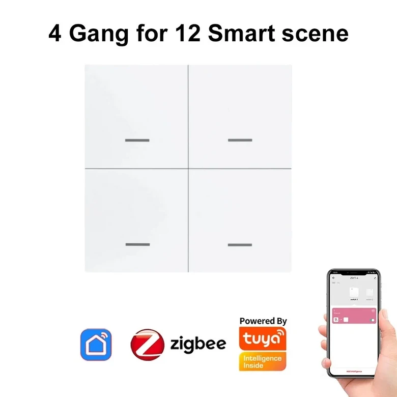 투야 지그비 씬 스위치 지그비 벽 스위치 무선 씬 스위치 스마트 라이트 스위치 푸시 단추 컨트롤러 1 갱 2 16,400원