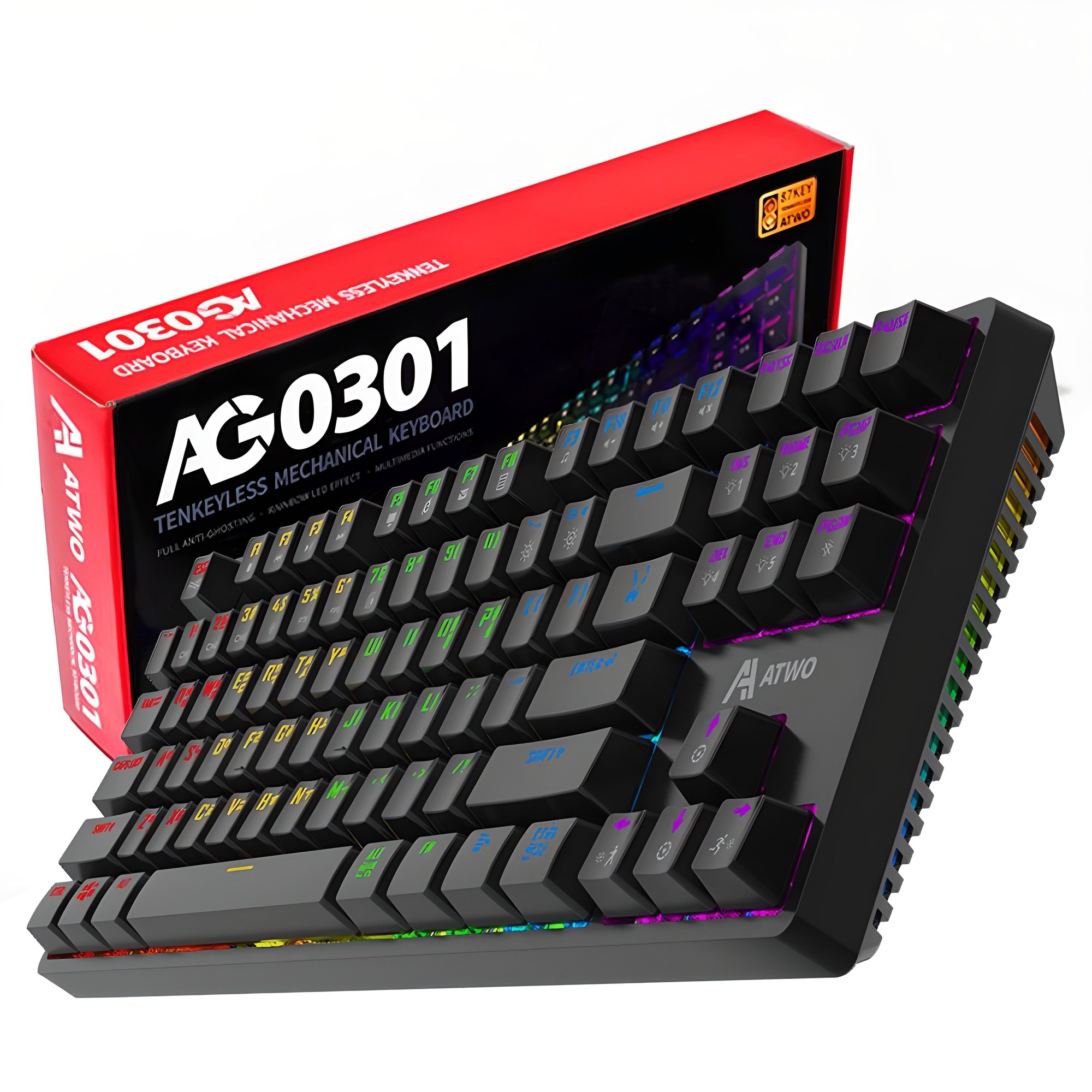 에이투 유선 텐키리스 기계식 게이밍 키보드, 블랙, AG0301, 갈축 59,900원
