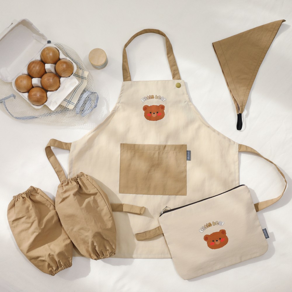 세맘스 동글동글 어린이 방수앞치마+두건+토시+파우치세트 27,900원