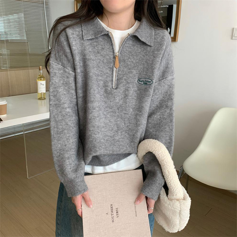 KDNC 여성 추동 니트 칼라넥 스웨터 기본핏 집업 맨투맨 20,550원