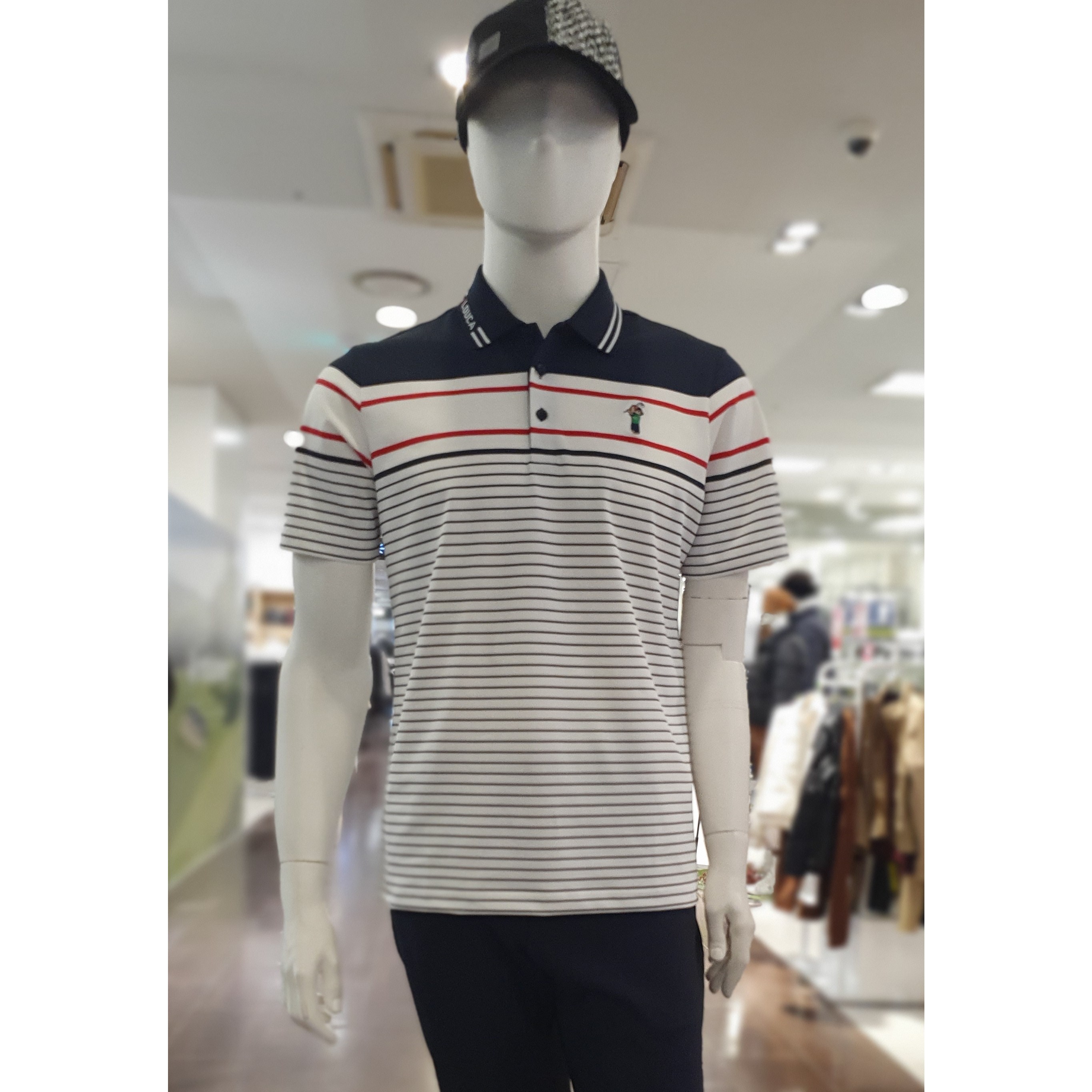 루이까스텔 골프 S/S 남성 배색 스트라이프 에리 강아지 자수 반팔 티셔츠 7MOTS408 79,000원