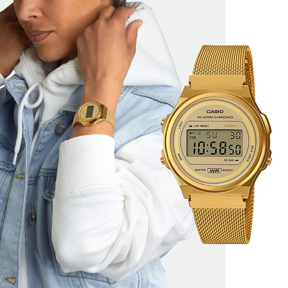 백화점AS가능 카시오 라운드 금장 메탈 전자시계 빈티지 레트로 디지털 A-171WEMG-9ADF 지코스모 제품 132,000원