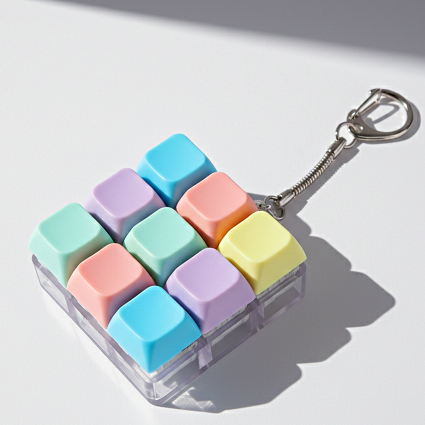 데이브릭스 청축 ASMR 스트레스해소 키보드 키캡 키링 9구, 1개, 파스텔믹스 11,100원