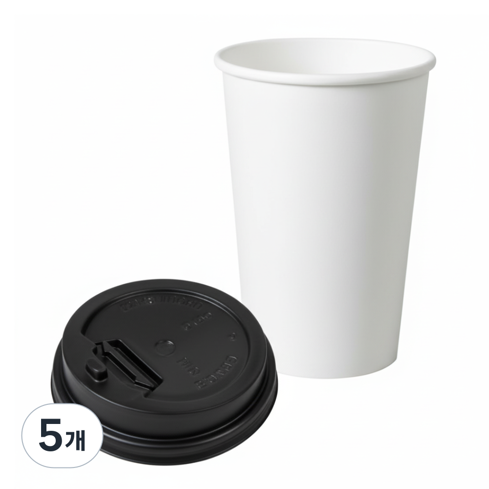 [종이컵 뚜껑세트100P]16온스 480ml 카페 사무실 무지 테이크아웃 일회용컵, 5개, 100개입 70,870원