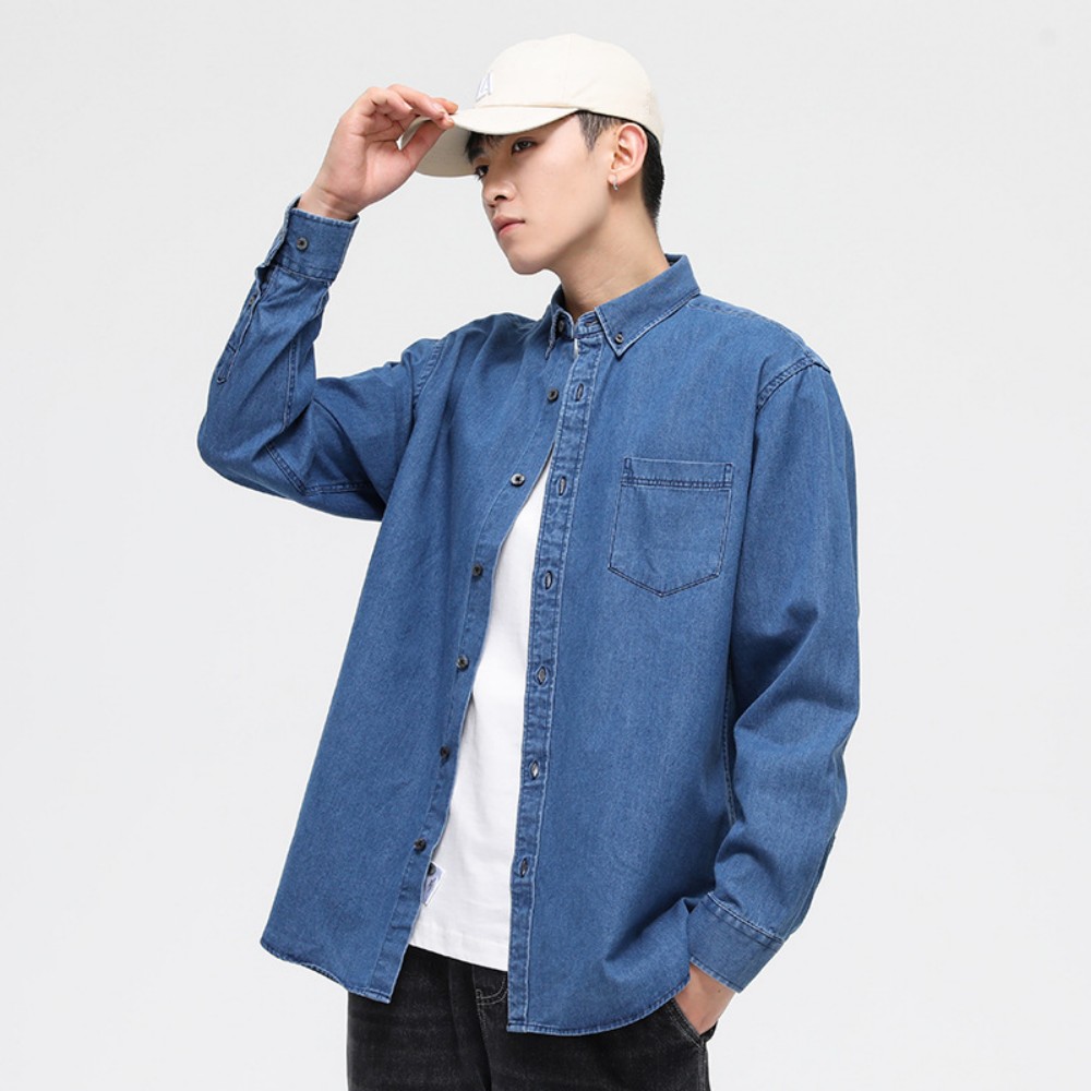 웨일쓰 남성 캐주얼 심플 청남방 트렌디 데일리룩 긴팔 데님 셔츠 26,800원