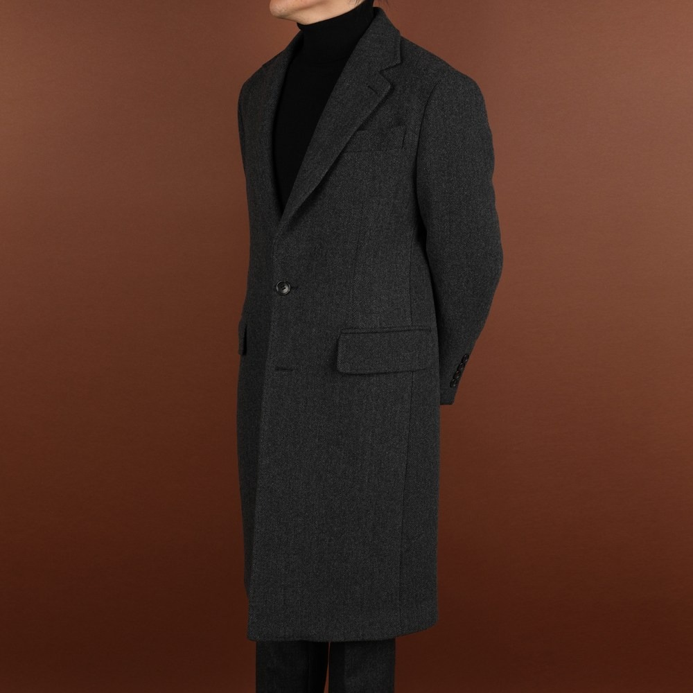 로얄수트 남자 겨울코트 프리미엄 울100% 차콜 먹색 헤링본 정장 코트 237,630원
