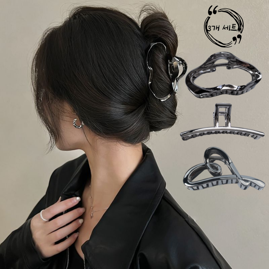 영글마켓 유광 메탈릭 집게핀 3종 구름 일자 하트 포인트 빅집게핀 13cm 7,400원