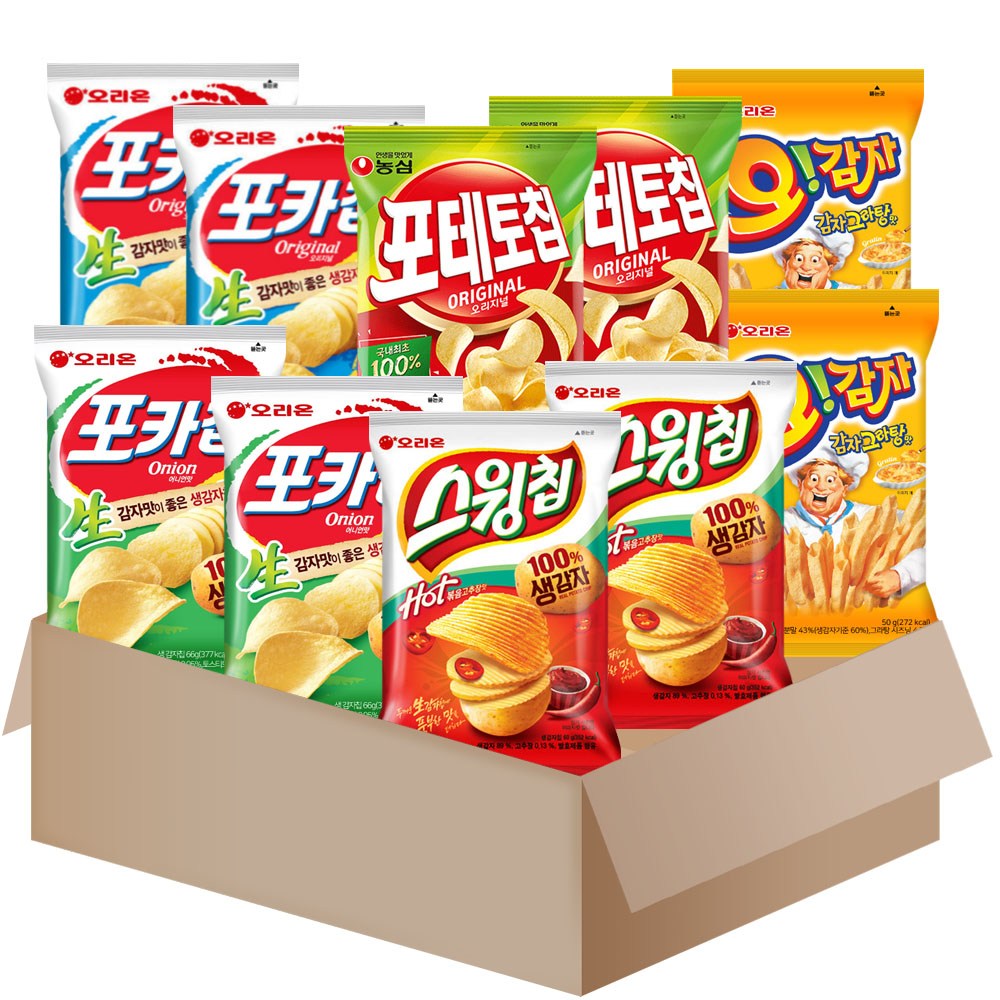 [메리박스] 농심 스낵세트 6호 포테토칩오리지널+포카칩2종+감자깡+스윙칩} 각2개씩, 1세트, 과자 17,200원