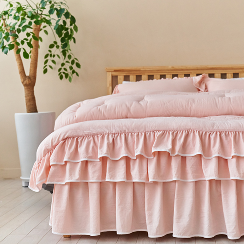 류금숙 라인 실키케어 프릴 차렵이불 베개 롱 침대커버 세트 168,630원