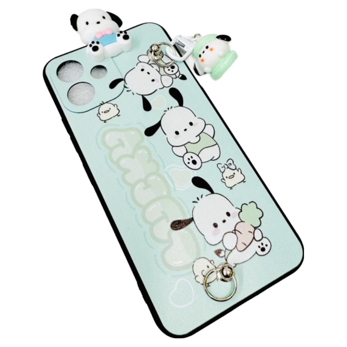 AT-M130 귀여운 포차코 강아지 민트 시나모롤키즈폰 카메라보호 피규어 스트랩 목걸이 케이스 14,720원