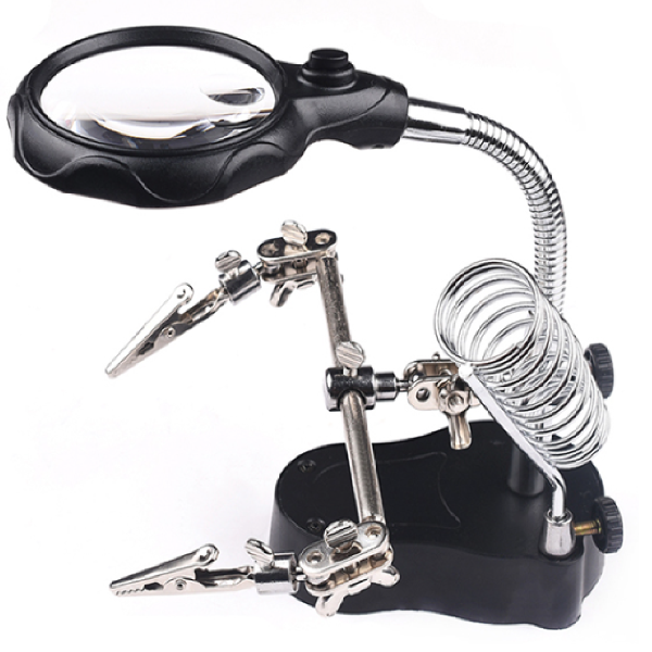 쿨템 납땜용 확대경 돋보기 고정집게 인두거치 LED 10,000원