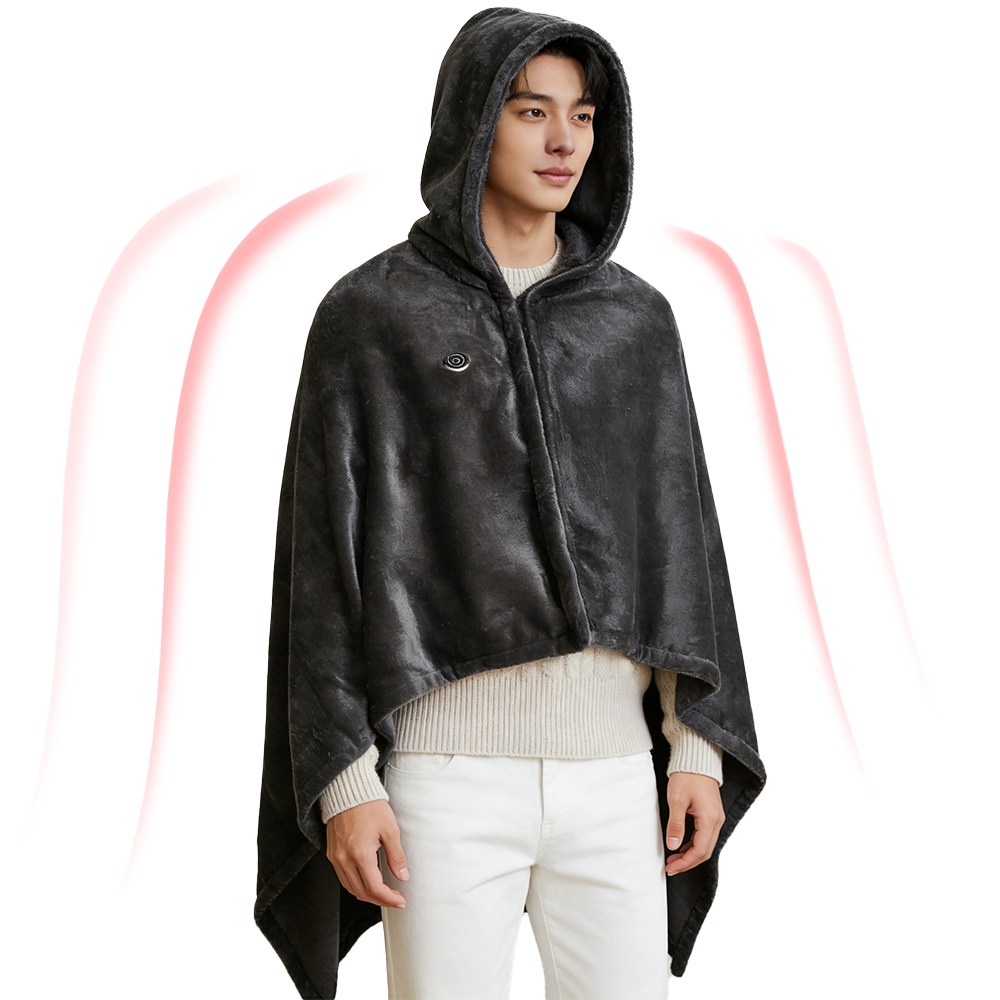 스마일 9구역 발열 USB 전기 무릎 온열담요 무선 3단계 온도조절 망토 후드 극세사 캠핑용 휴대용+1m연장선,150*85cm 17,800원