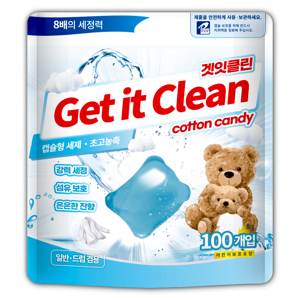 겟잇클린 초고농축 캡슐세제 코튼캔디, 1개, 100개입, 현재가 15,900원