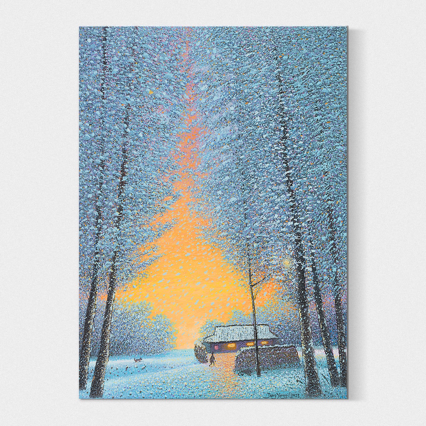 [인메이블] 장용길 작가 아트에디션 겨울 눈 풍경화 꽃 나무 자연 거실 인테리어 그림 추상화 액자 달항아리, 캔버스액자 93,900원