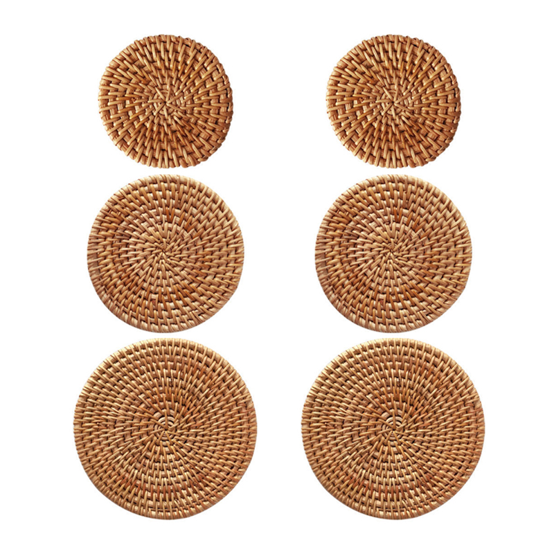 브리스크스타일 라탄 원형 홈카페 티 코스터 대 2p + 중 2p + 소 2p 세트 15,430원