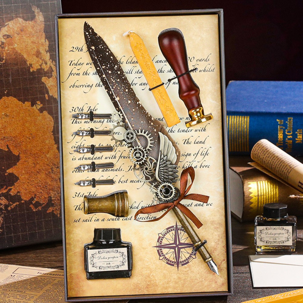 프라홈 빈티지 깃털 기어 캘리그라피 만년필 잉크 세트 16,710원