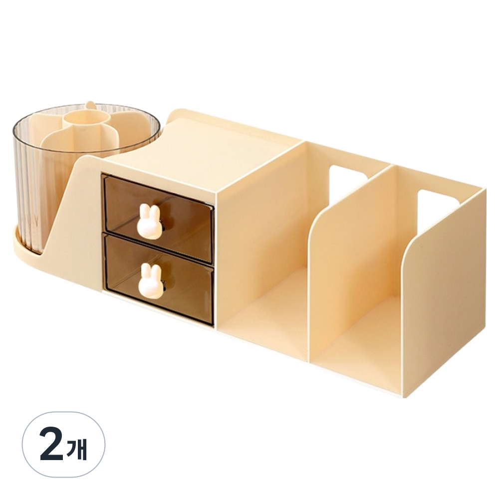 알럽홈 올인원 연필꽂이 책꽂이 책상 정리용 수납함, 크림(L261-0120CR), 2개 29,800원
