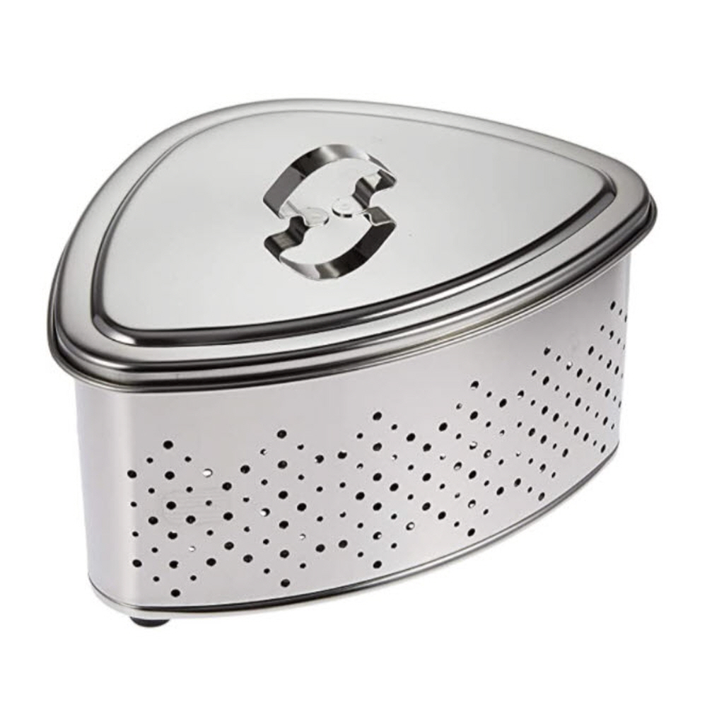 스테인레스 싱크대 삼각 코너 음식물쓰레기통 뚜껑형 24,500원