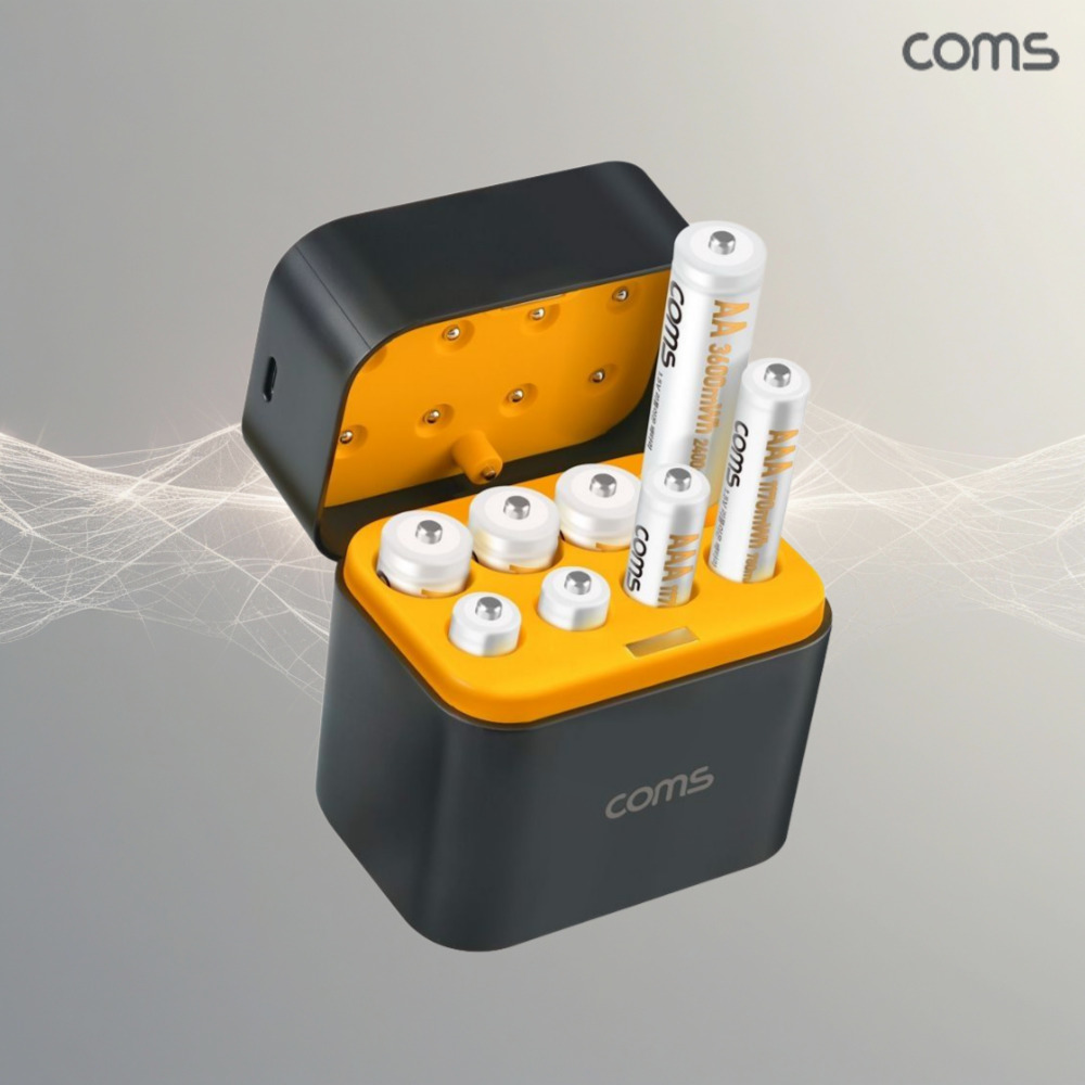 COMS 리튬이온 충전식배터리 AA AAA 건전지 세트 8구 충전케이스 포함 C타입 HA110 49,300원