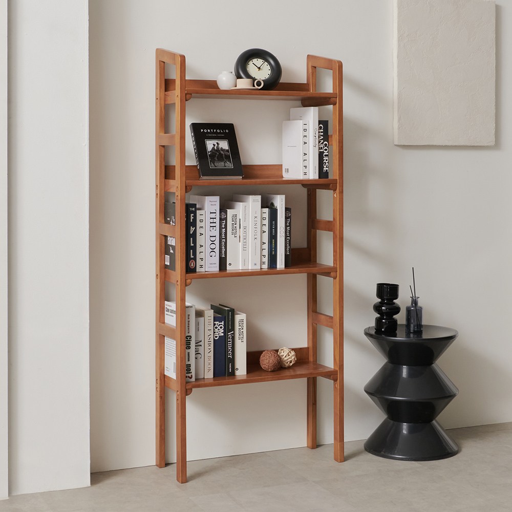 라로퍼니처 몬타 월넛 고무나무 원목 책장 3단 4단 책꽂이, 몬타2월넛 4단 113,000원