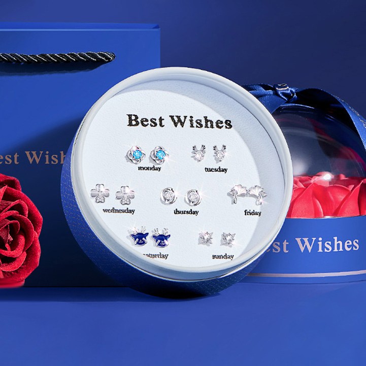 ANYOU 여성용 일주일 7종 프리미엄 귀걸이 데일리 925순은침 패션귀걸이 29,000원