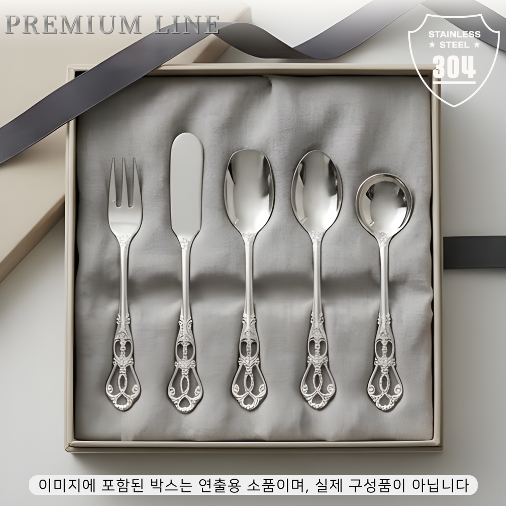 통품스토어 SUS304 디저트 커트러리 케잌 포크 티스푼 버터나이프 아이스크림 스푼 티스푼 디저트커트러리 세트, 1개, 디저트 커트러리 세트, 실버 17,850원