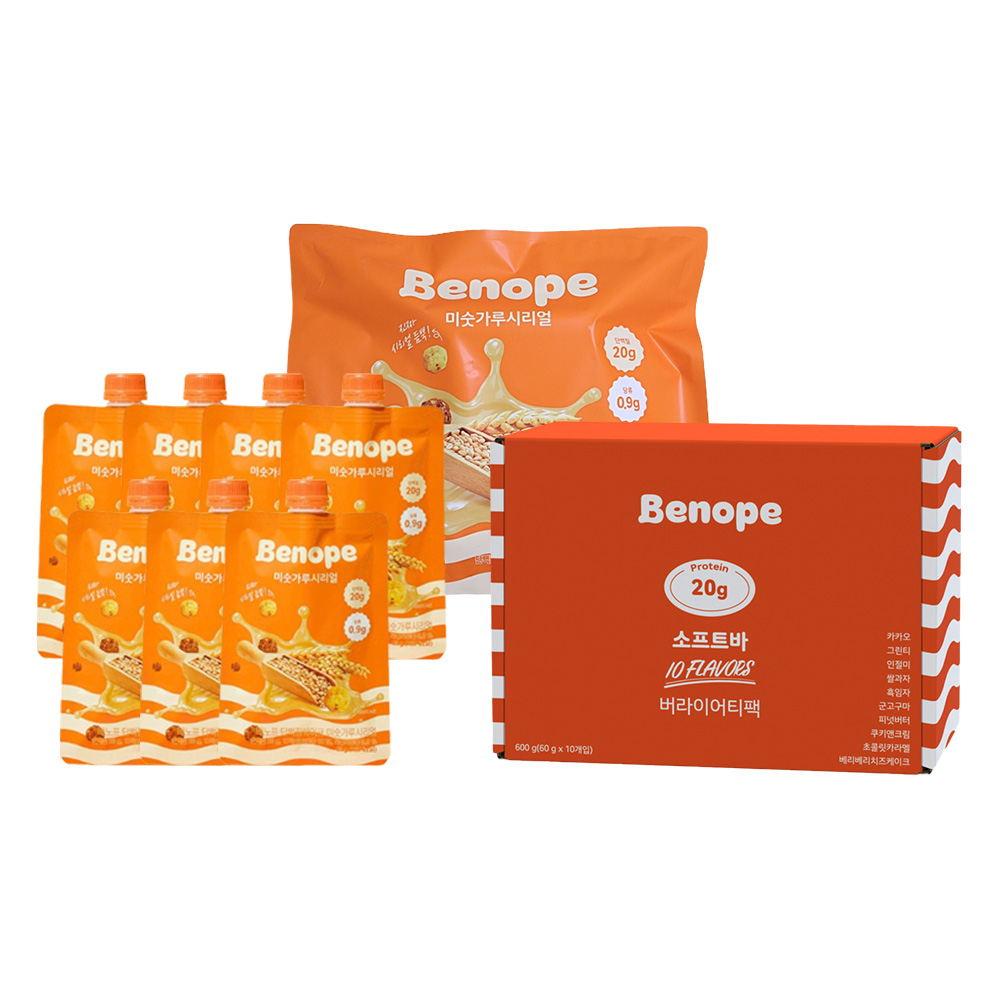 베노프 단백질 쉐이크 미숫가루 시리얼 40g x7개 + 소프트바 버라이어티팩 10종 600g x1개 40,400원