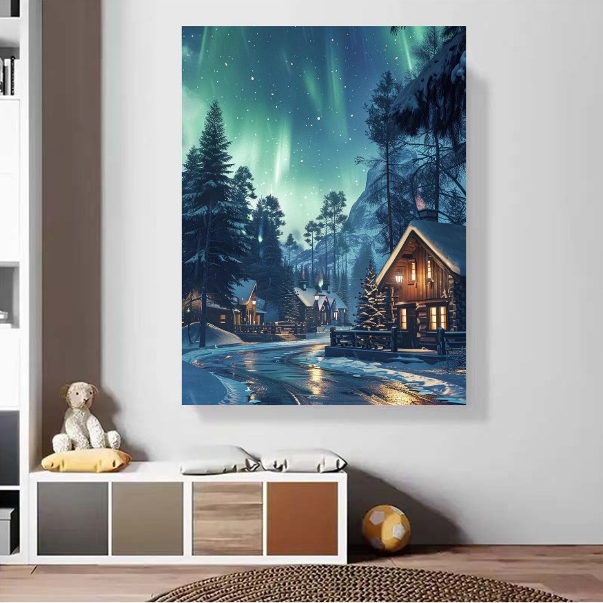유화그리기 오로라 타운 눈 야경 그림그리기 2배 물감 붓 DIY키트 소나무 풍경화 행운 좋은 일만 가득한 북유럽 감성 명화그리기 25,990원