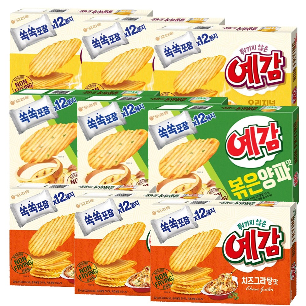 오리온 예감 오리지널 192g+치즈그라탕 204g+볶음양파맛 204g (총 3개), 17g, 3세트 34,860원