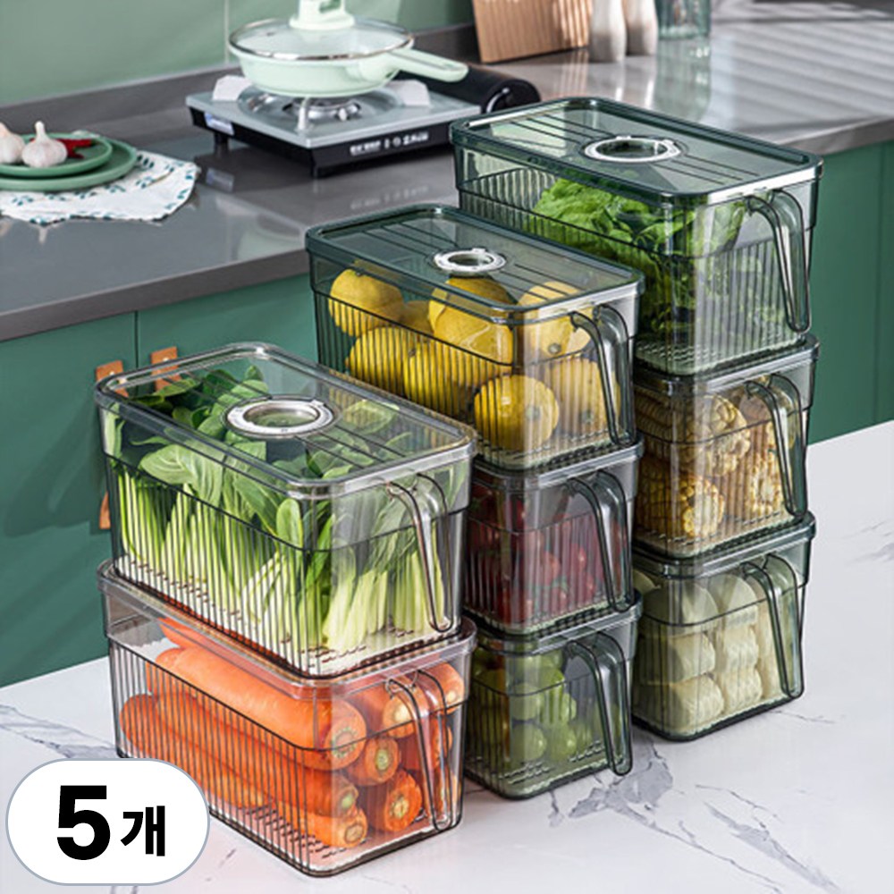 CKLIVING 냉장고정리용기 트레이 냉동실 보관용기 식약처인증제품, 투명그린, 5개 37,800원