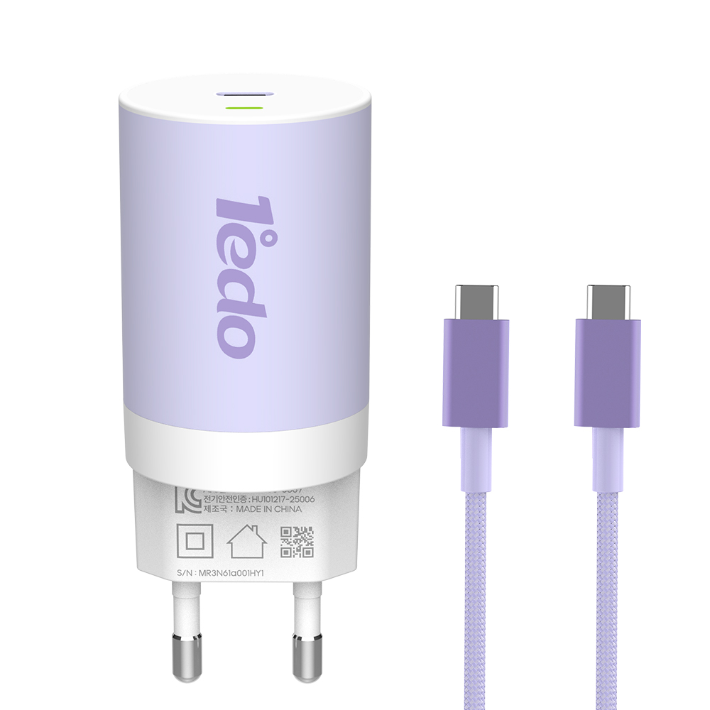 1edo GaN 30W PD PPS 고속 충전기 C to C타입 케이블 3A/1.8M 포함, 퍼플, 1세트 40,000원