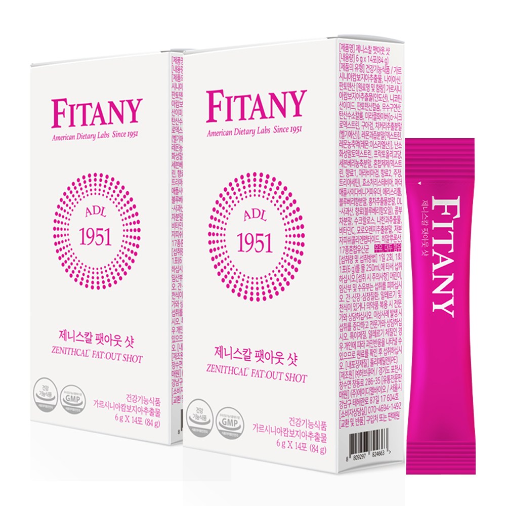 [FITANY] 피타니 제니스칼 팻아웃 샷 HCA 그래니스미스 애사비, 84g, 2박스 109,000원