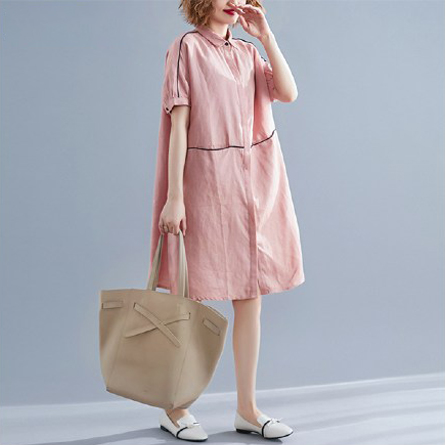 퀸앤조이 빅사이즈 연핑크 카라넥 원피스 39,800원