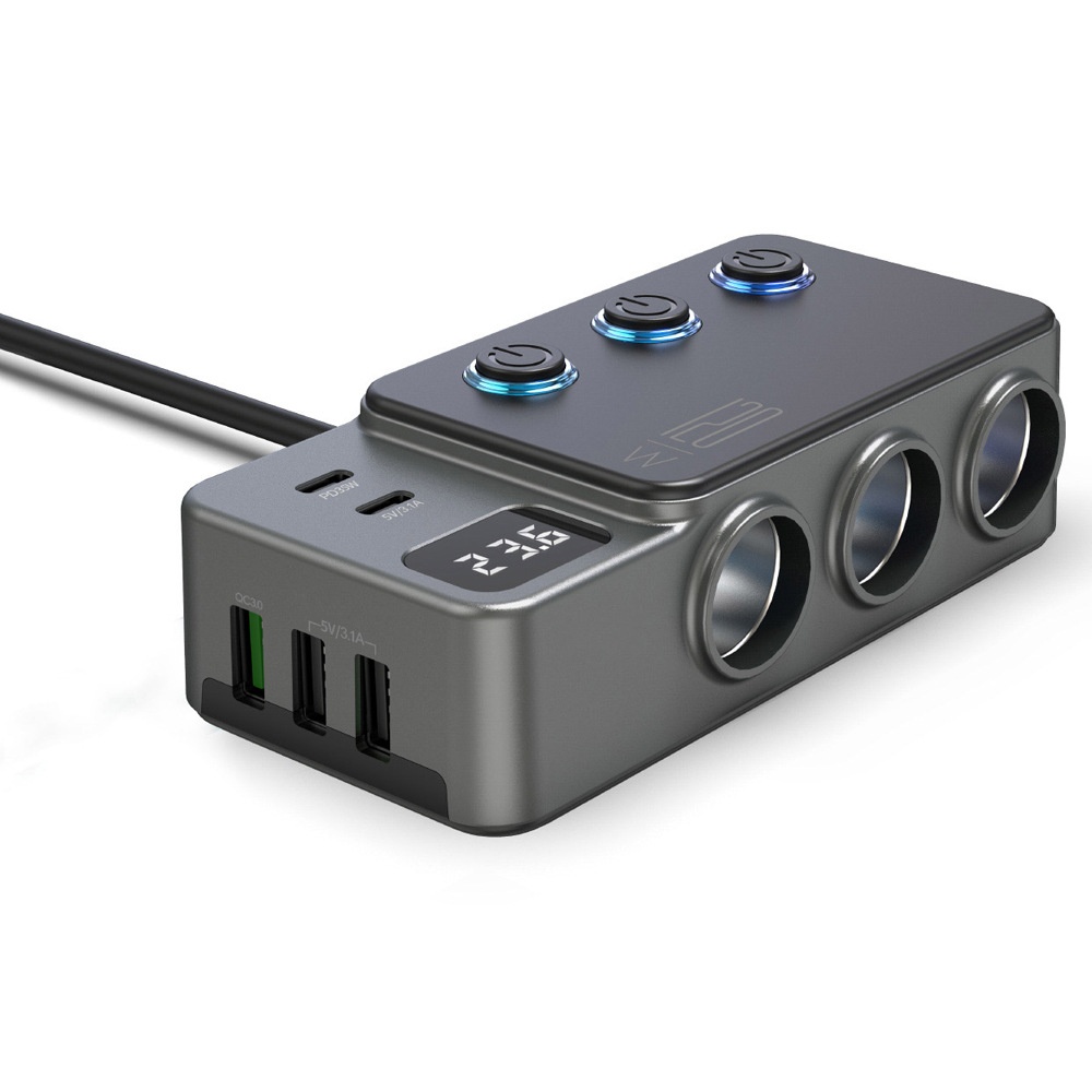 SUNRIVER 차량용 시거잭 1구에서 시거잭 변환기GC06 시거잭 PD두개 USB 새개 120W, 3구, 1개 28,900원