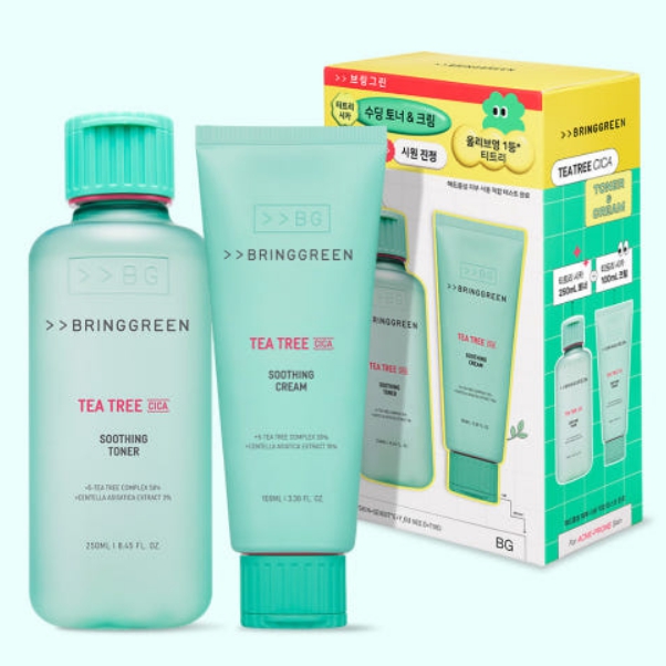브링그린 티트리 시카 수딩 토너 250ml+크림 100ml 피부 진정 2종 기획 세트 11,900원