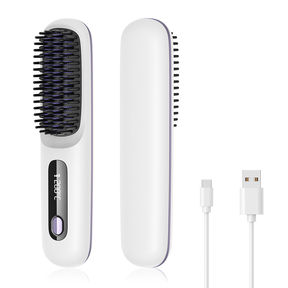 무선 빗고데기 음이온 브러쉬 헤어 스타일러 3단계 온도조절 매직기 휴대용, 화이트 17,740원