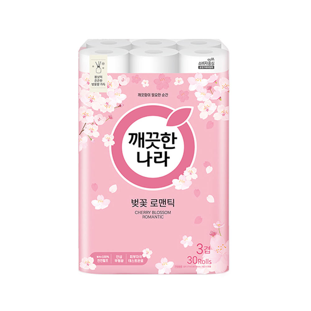 깨끗한나라 천연펄프 3겹 벚꽃 로맨틱, 27m, 30롤, 1개 21,600원