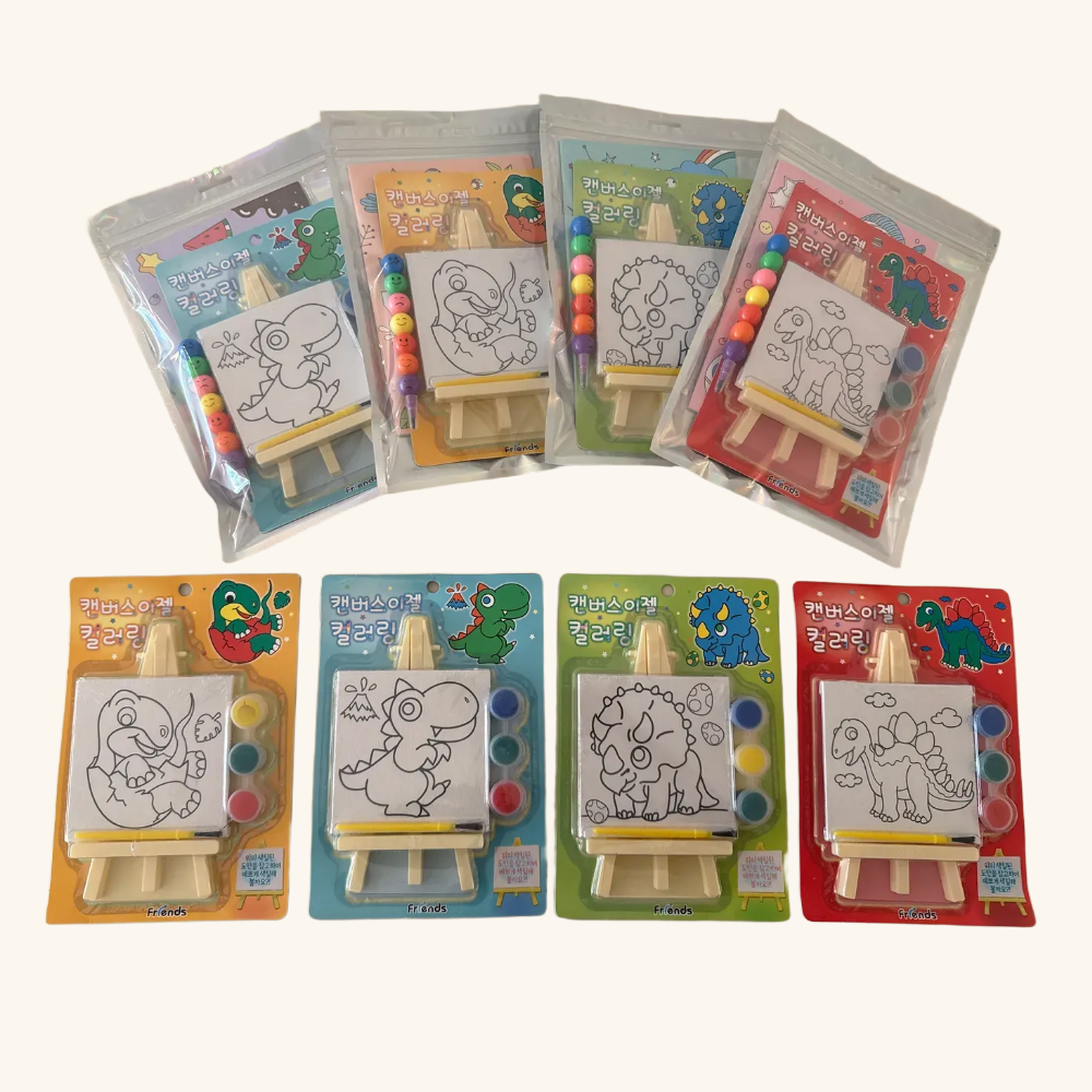 컬러링북 캔버스이젤컬러링 색연필 색칠놀이 구디백 4세트 얼집선물 답례품, 혼합색상(공룡), 1개 19,800원