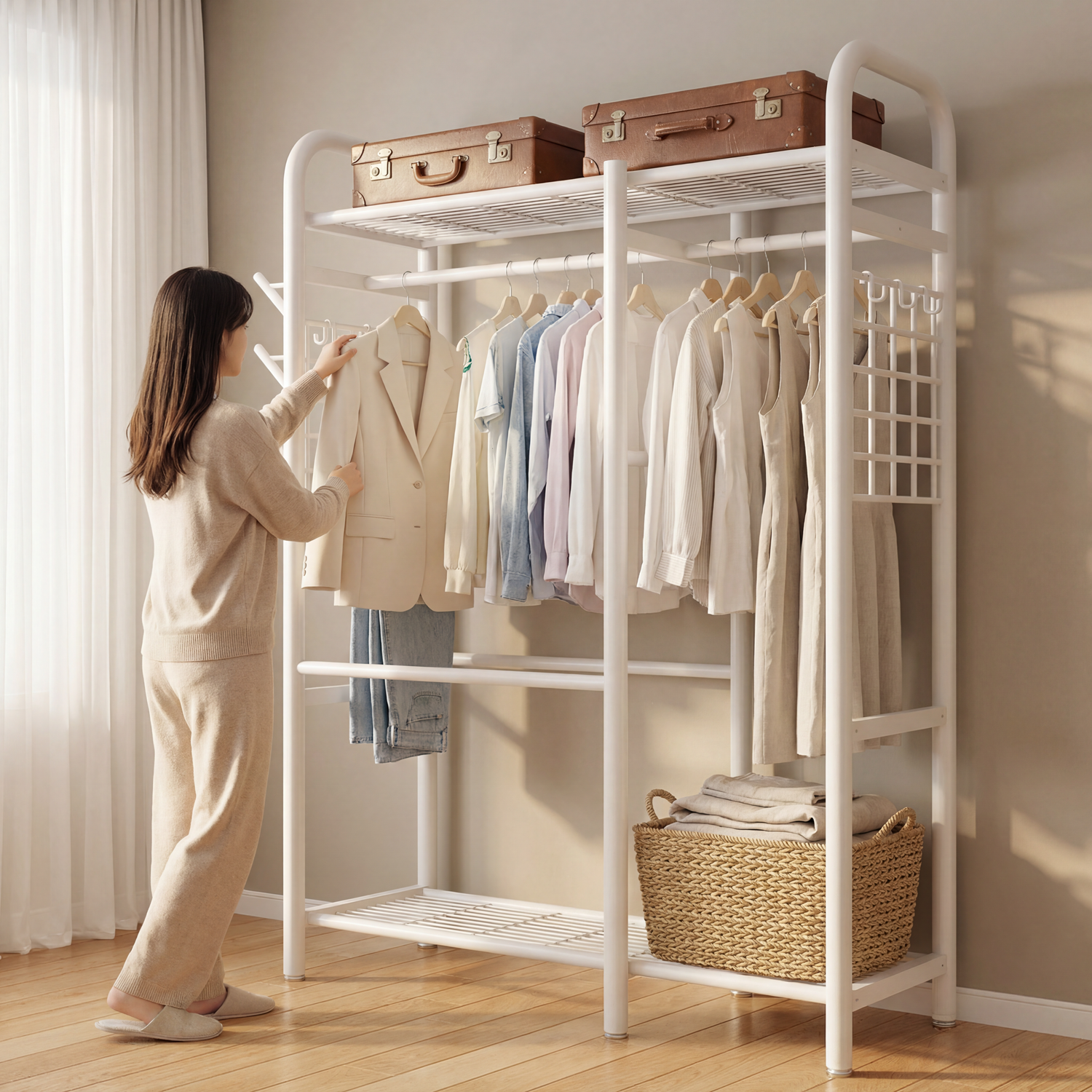 Unihome 튼튼한 친환경 보강형 대용량 시스템 행거 스탠드 드레스룸 옷장 선반 행거 46,800원