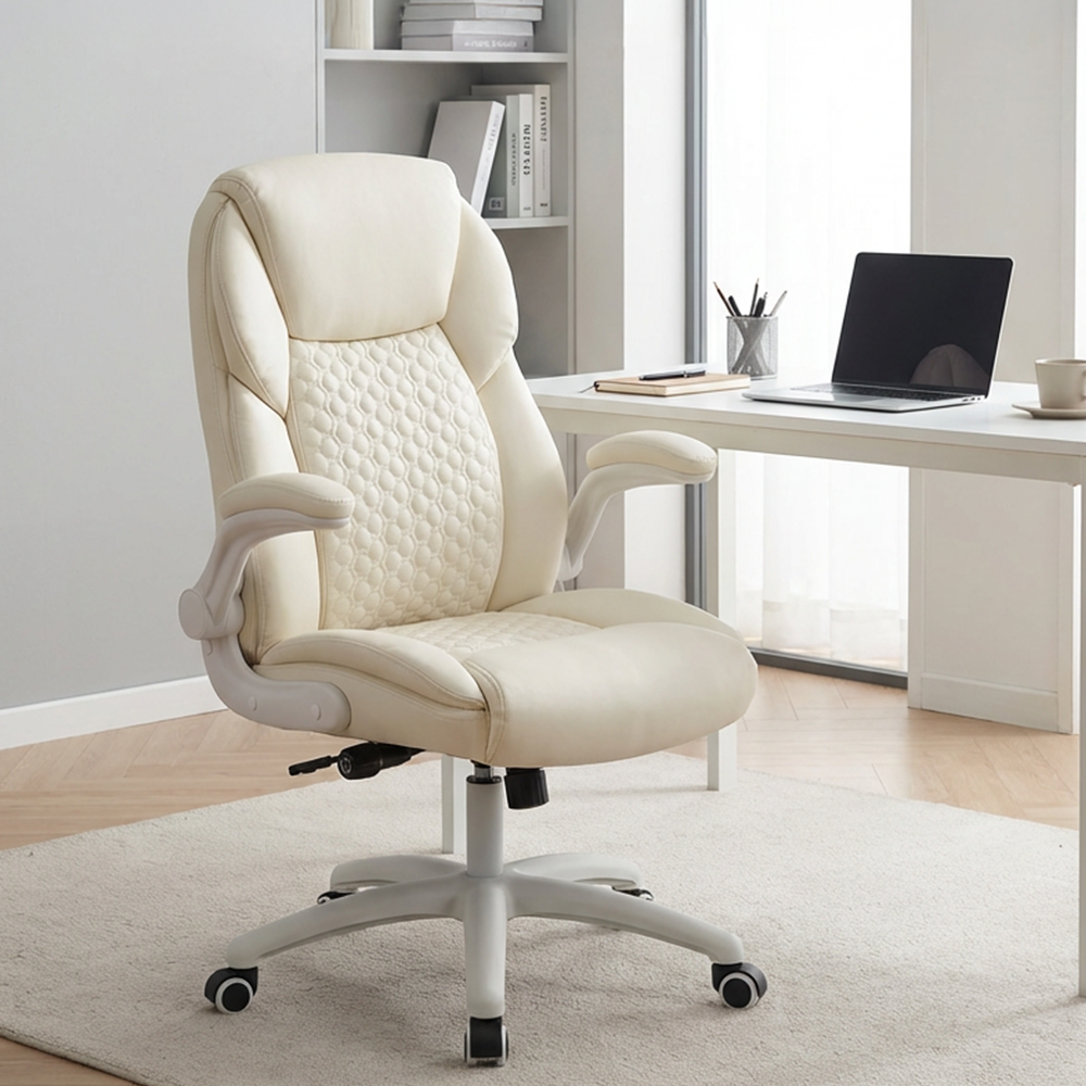 밍이샵 컴퓨터 의자 사무용 의자 책상 의자 임원용 의자 인체공학 허리 보호 스포츠 게임 의자 가죽 의자 베이지, 베이지 179,000원
